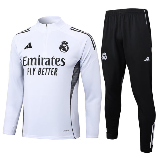 Kit entrenamiento Real Madrid 25/26 White & Black con Publicidad